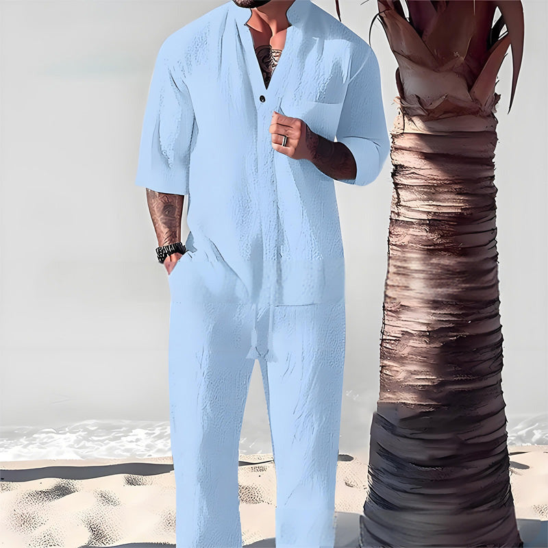 šBIG SALEšMen's Trendy Cotton Linen Top & Pants Two-Piece Set