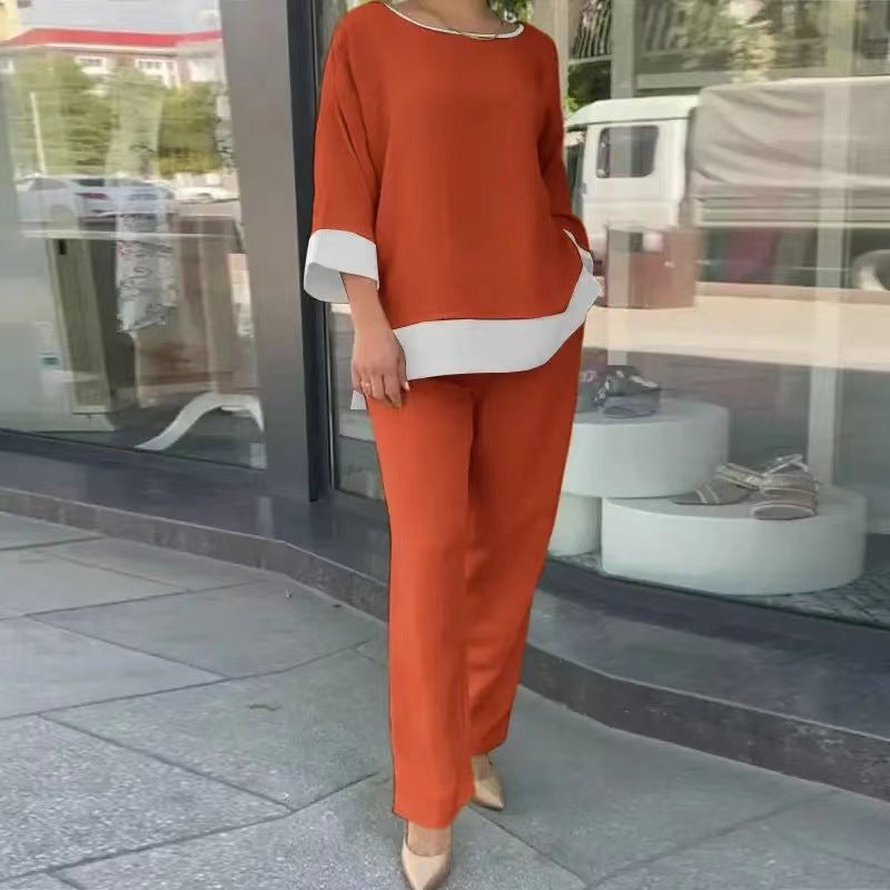 💃Seasonal Specials💃 Elegantes, langärmliges Hosenset mit Rundhalsausschnitt und geradem Bein