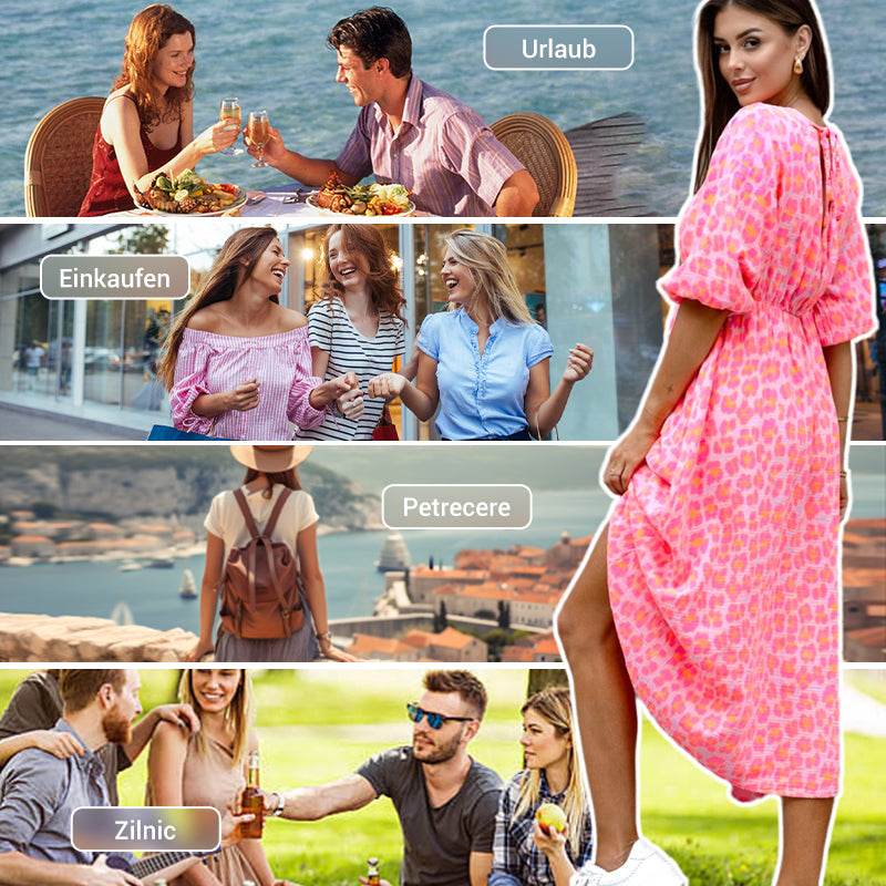 🏖️Sommer-Sonderverkauf 50% Rabatt!!🎀Damenkleid mit V-Ausschnitt und Druck