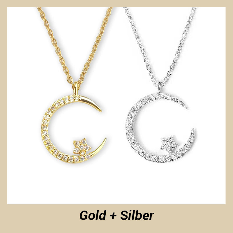 💕 50% Rabatt 💕 Glitzernder Mond und Sterne Halskette