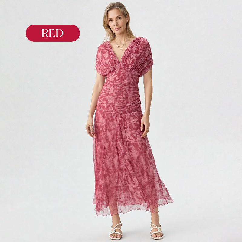 🌸Neuerscheinung 50% RABATT💖 Damen Trägerlos-Kleid mit V-Ausschnitt und Druck