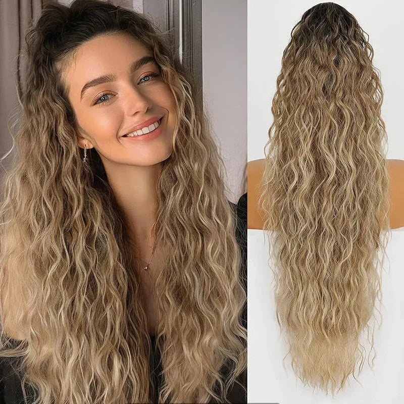 💖18 Zoll lockige, gewellte Frizz-Haarverlängerung mit Pferdeschwanz📦Zwei Stück kostenloser Versand