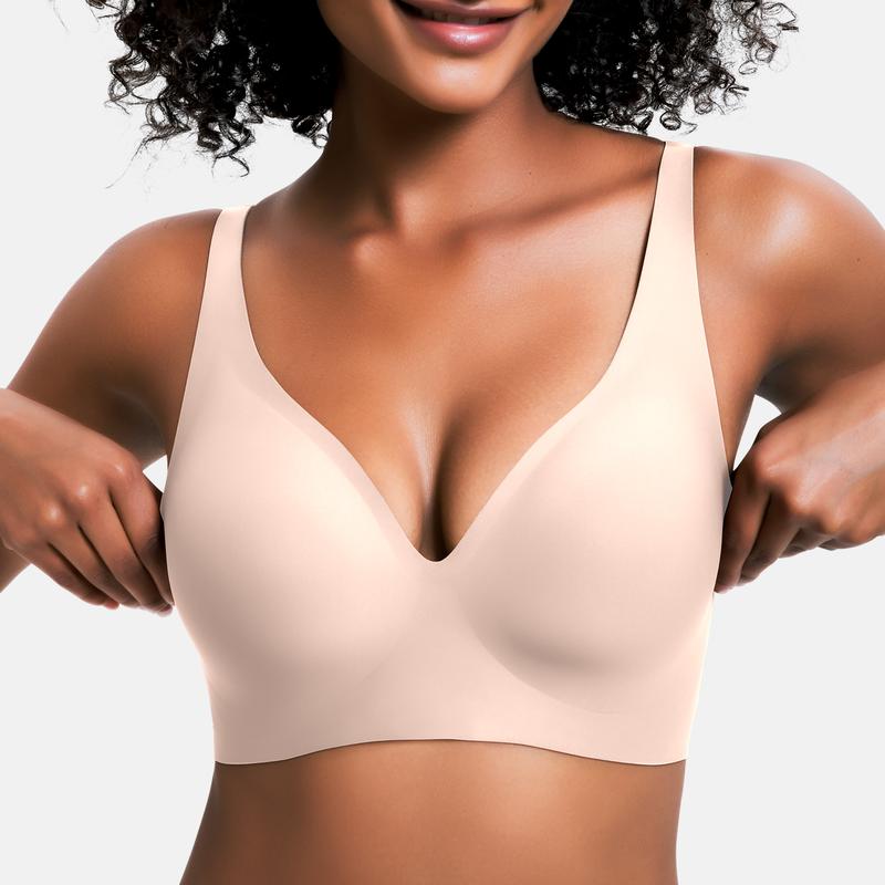 🍁Letzter Tag: 50% Rabatt✨Nahtloser Push-up-BH mit tiefem V-Ausschnitt und ohne Bügel