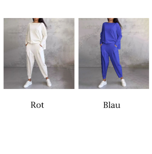 🔥Conjunto de 2 piezas de top y pantalón con cuello redondo y mangas largas
