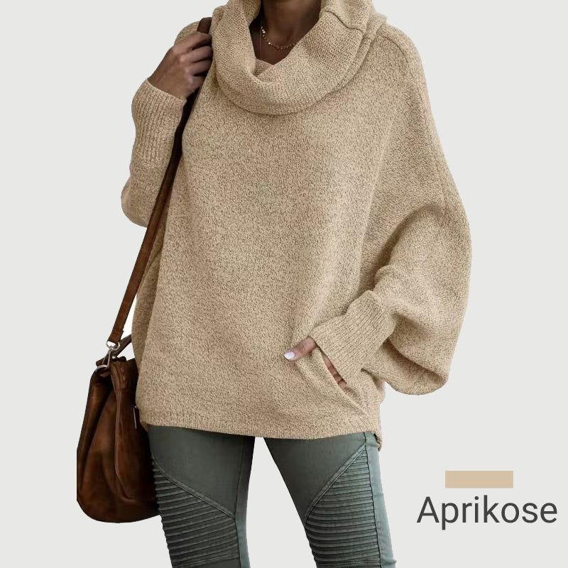 🔥Herbstangebote 50% Rabatt🍂Damen Fledermausärmel Pullover mit Rollkragen und Taschen