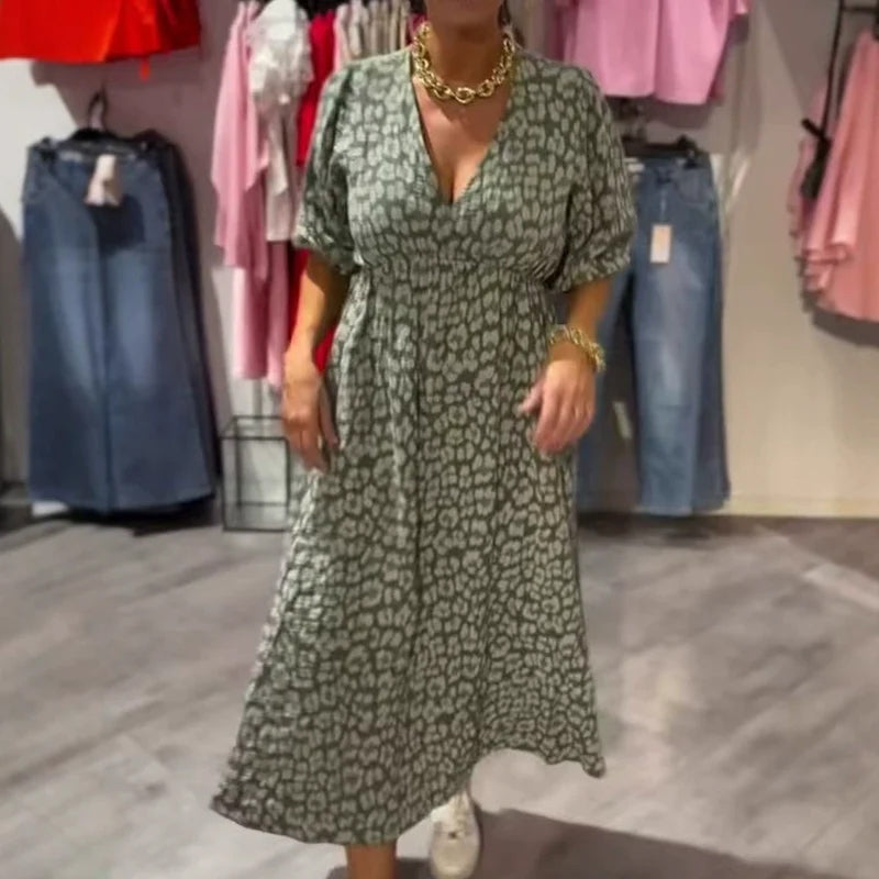 🏖️Sommer-Sonderverkauf 50% Rabatt!!🎀Damenkleid mit V-Ausschnitt und Druck