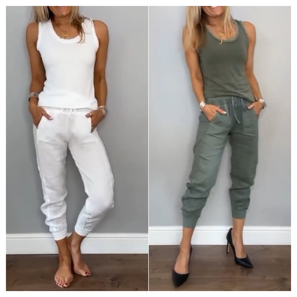 🌿Conjunto de dos piezas de color liso para mujer