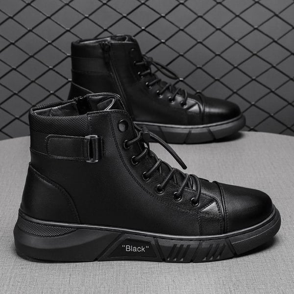 đSchwarze lĂ€ssige, vielseitige Herren-Stiefeletten aus echtem Leder