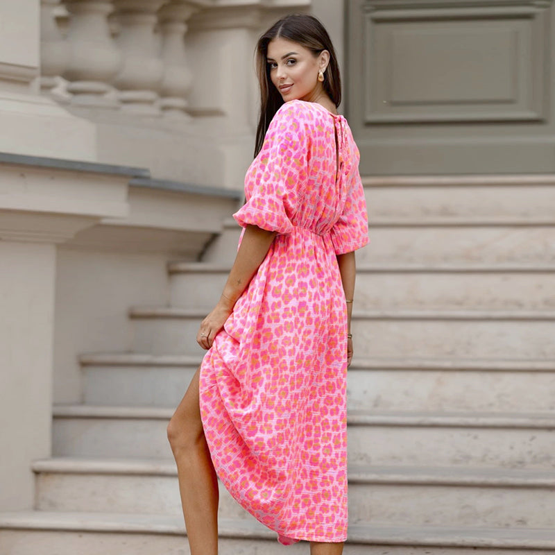 🏖️Sommer-Sonderverkauf 50% Rabatt!!🎀Damenkleid mit V-Ausschnitt und Druck