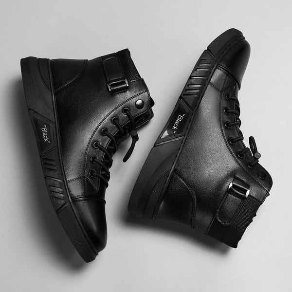 đSchwarze lĂ€ssige, vielseitige Herren-Stiefeletten aus echtem Leder