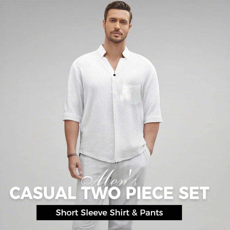 šBIG SALEšMen's Trendy Cotton Linen Top & Pants Two-Piece Set