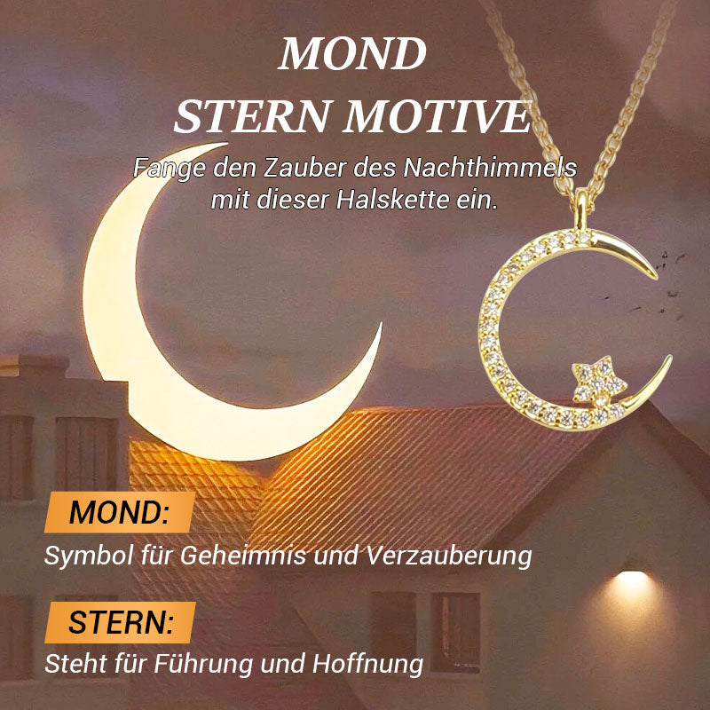 💕 50% Rabatt 💕 Glitzernder Mond und Sterne Halskette