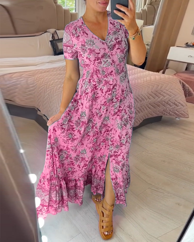 š„ Novedades primavera 2025: 49% de descuento š„ Vestido con estampado floral y cuello en V