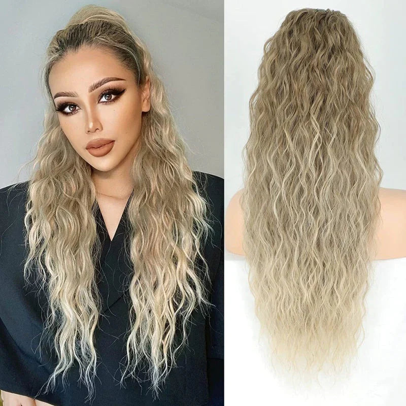 💖18 Zoll lockige, gewellte Frizz-Haarverlängerung mit Pferdeschwanz📦Zwei Stück kostenloser Versand