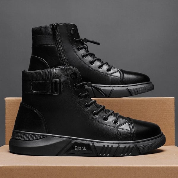 đSchwarze lĂ€ssige, vielseitige Herren-Stiefeletten aus echtem Leder