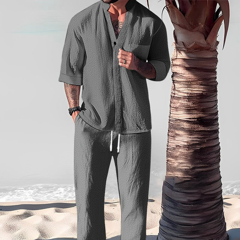 šBIG SALEšMen's Trendy Cotton Linen Top & Pants Two-Piece Set