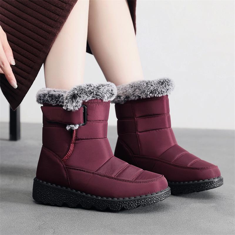 🎄🎁Regalo ideal: botas de nieve antideslizantes de peluche de conejo para mujer.