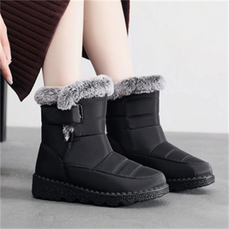 🎄🎁Regalo ideal: botas de nieve antideslizantes de peluche de conejo para mujer.