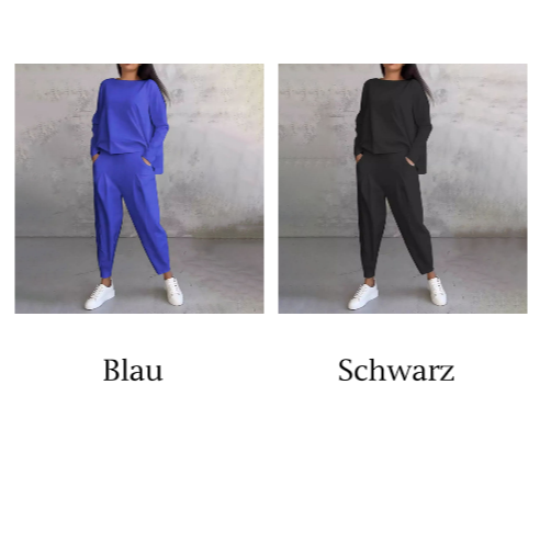 🔥Conjunto de 2 piezas de top y pantalón con cuello redondo y mangas largas