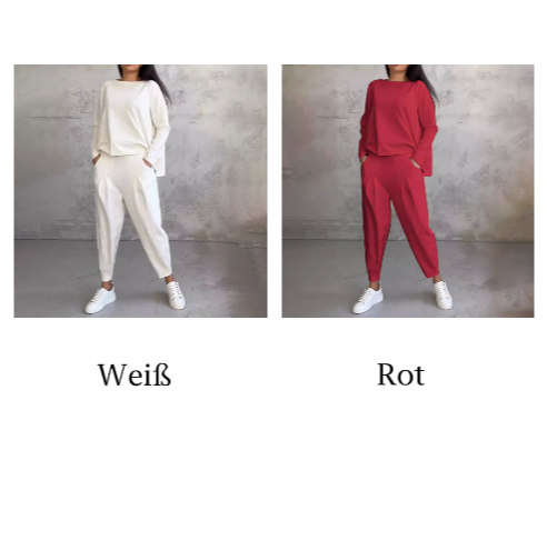 🔥Conjunto de 2 piezas de top y pantalón con cuello redondo y mangas largas