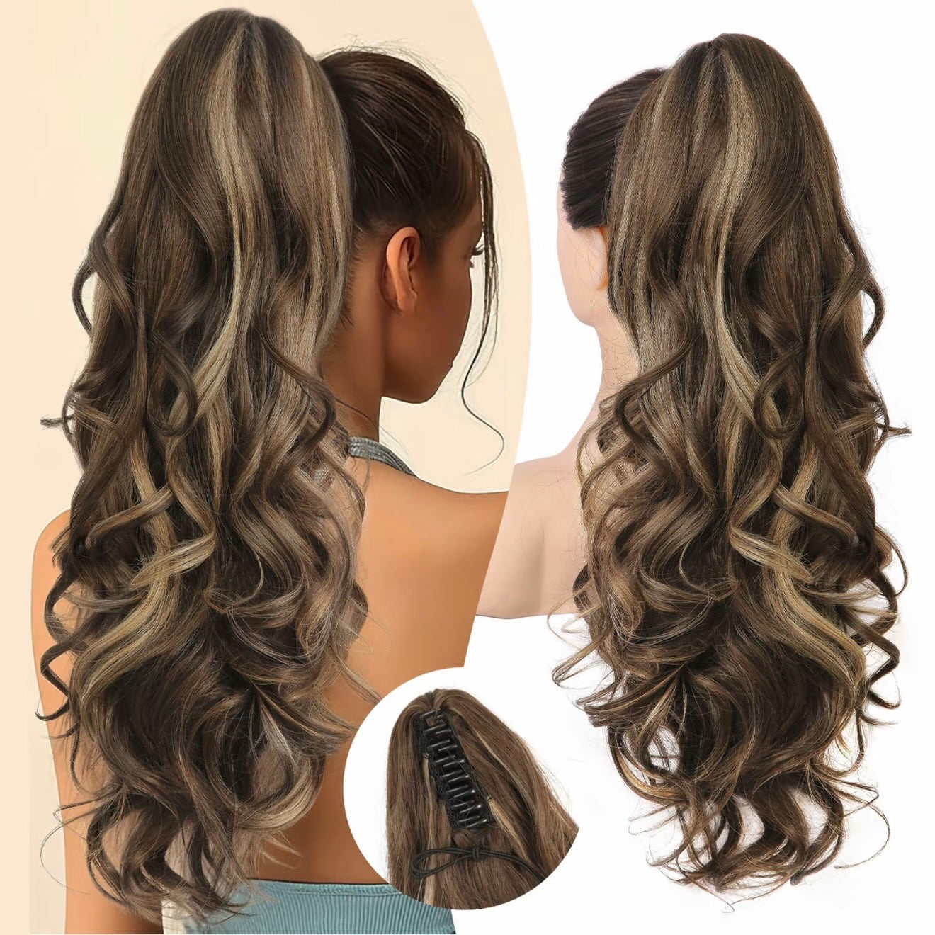 💜 LETZTER TAG DER AKTION – 50 % RABATT 💜 Clip-on-Haarverlängerung für welligen Pferdeschwanz