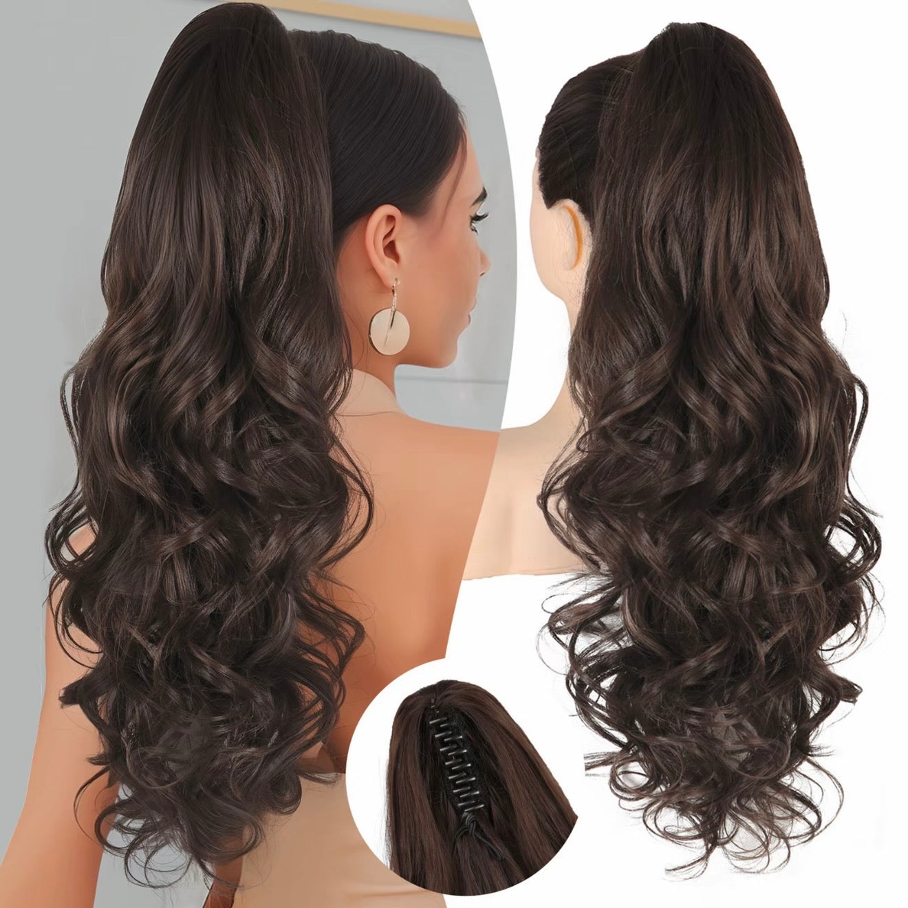 💜 LETZTER TAG DER AKTION – 50 % RABATT 💜 Clip-on-Haarverlängerung für welligen Pferdeschwanz