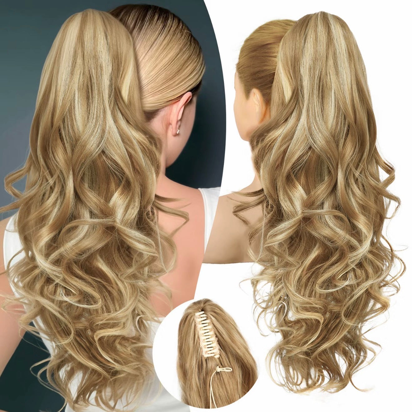 💜 LETZTER TAG DER AKTION – 50 % RABATT 💜 Clip-on-Haarverlängerung für welligen Pferdeschwanz