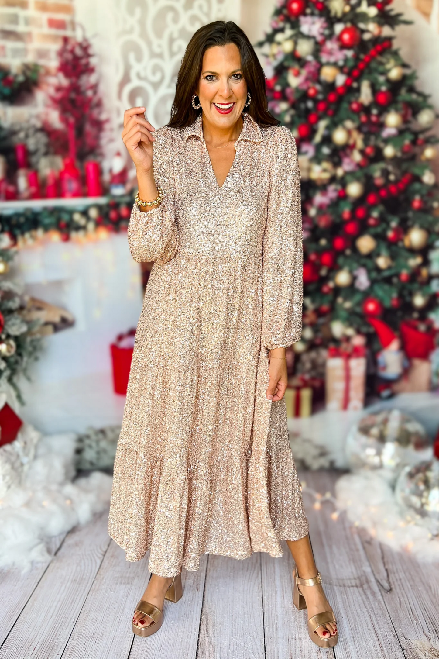 Elegante vestido de lentejuelas maxi