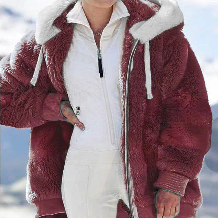 🎅Heiße Rabatte 50 % RABATT🔥Kapuzen-Fleecejacke mit Lammfellfutter🐑