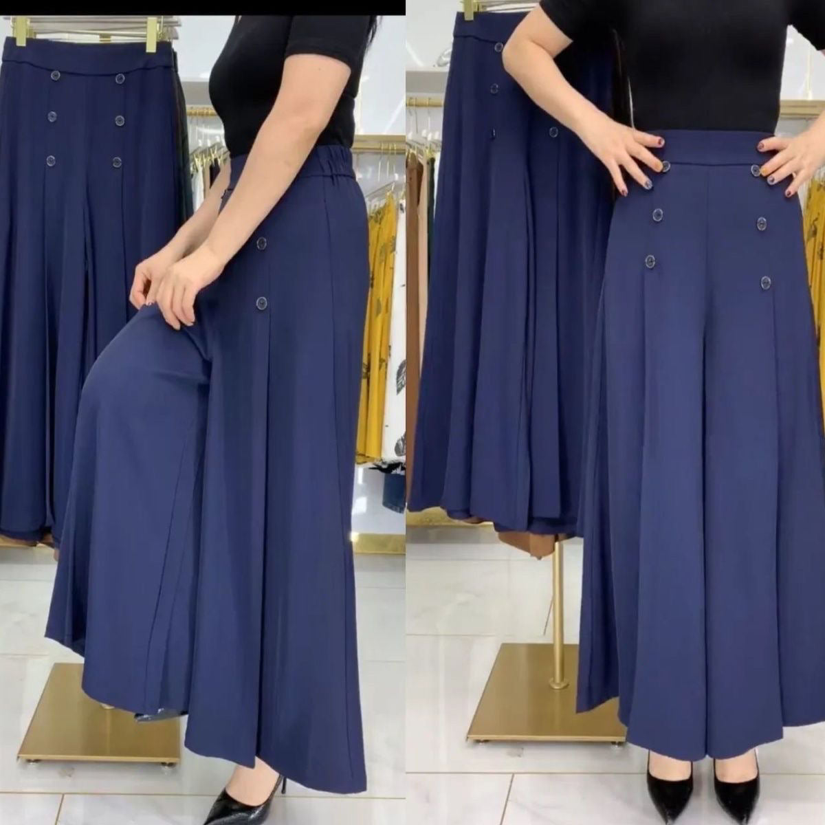 👖 Pantalones anchos plisados