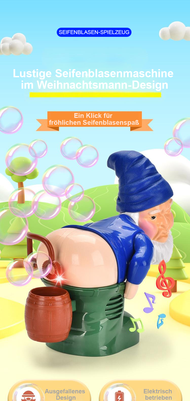 🔥Frühzeitiger Weihnachtsverkauf 🎅Lustige Seifenblasenmaschine im Weihnachtsmann-Design