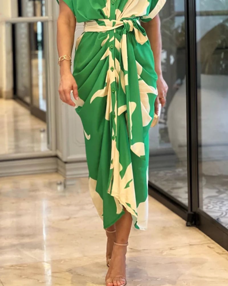 Lässiges Hemdkleid mit Reversausschnitt und Druck