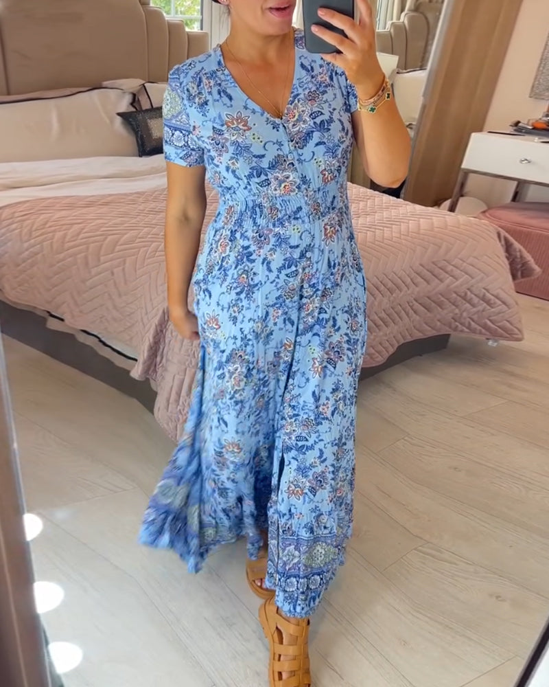š„ Novedades primavera 2025: 49% de descuento š„ Vestido con estampado floral y cuello en V