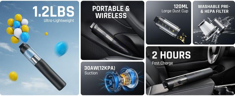 💥LETZTER TAG DES AUSVERKAUFS 50 % RABATT💥🚗🍃Slim V8 Mate Akku-Autostaubsauger mit hoher Leistung 12000 Pa/30 AW