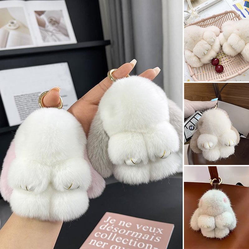 🎄💕Heißer Weihnachtsverkauf🎁Handgemachte weiche Hasen-PomPom-Anhänger🐰