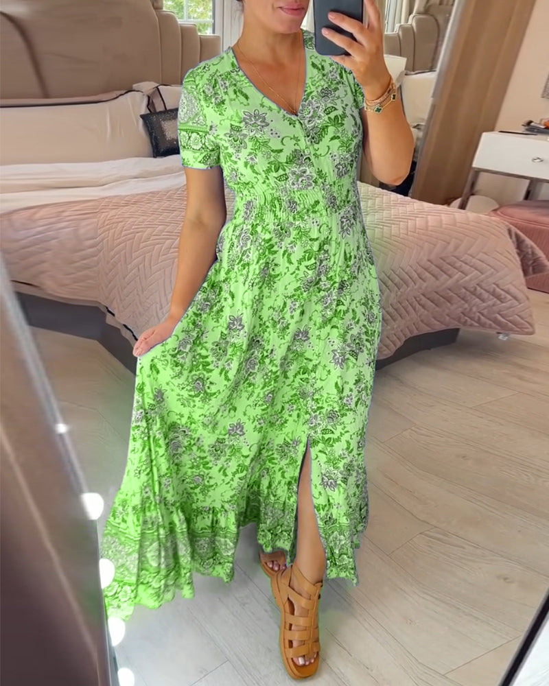 š„ Novedades primavera 2025: 49% de descuento š„ Vestido con estampado floral y cuello en V