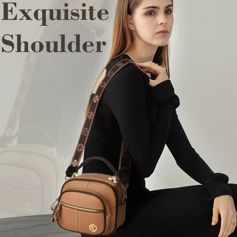🎁Hot Sale 49% Rabatt⏳Klassische Multifunktionsfächer Verstellbarer breiter Schultergurt PU Leder Crossbody Tasche