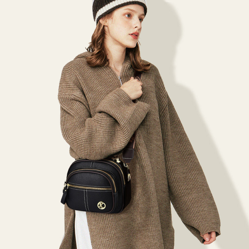 🎁Hot Sale 49% Rabatt⏳Klassische Multifunktionsfächer Verstellbarer breiter Schultergurt PU Leder Crossbody Tasche