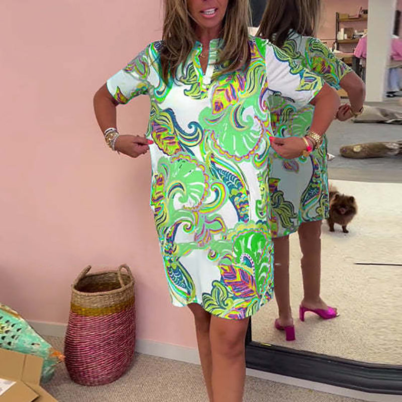 🌸Vestido de mujer con cuello en V y estampado colorido💐