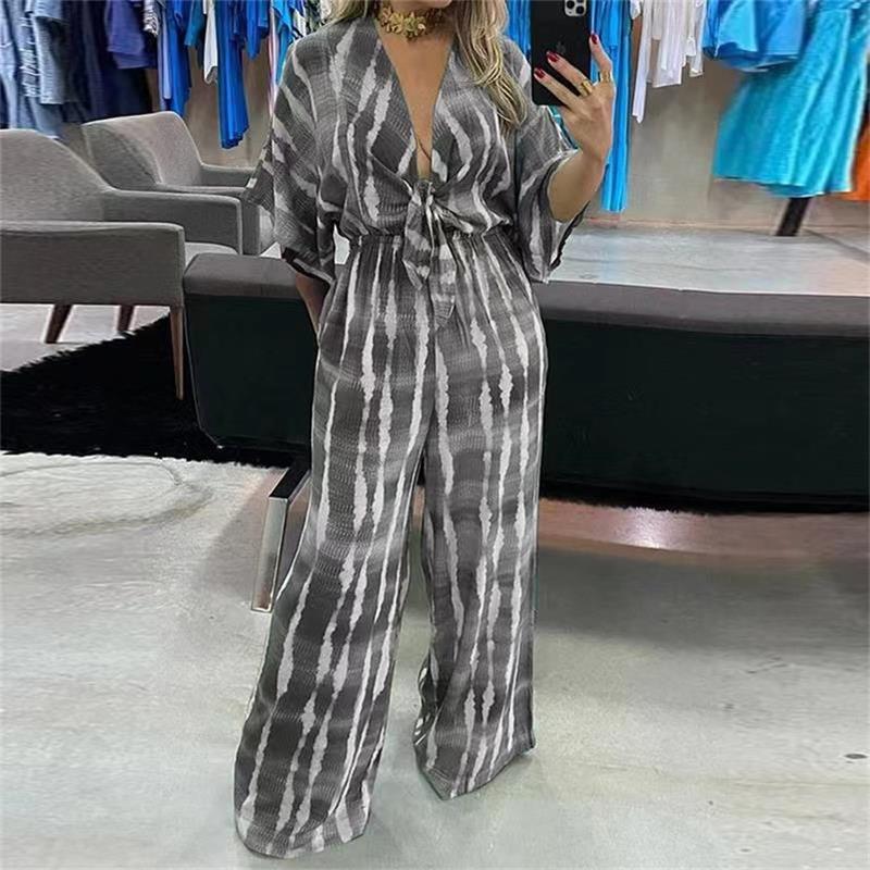 Set de cuello en V impreso para mujeres