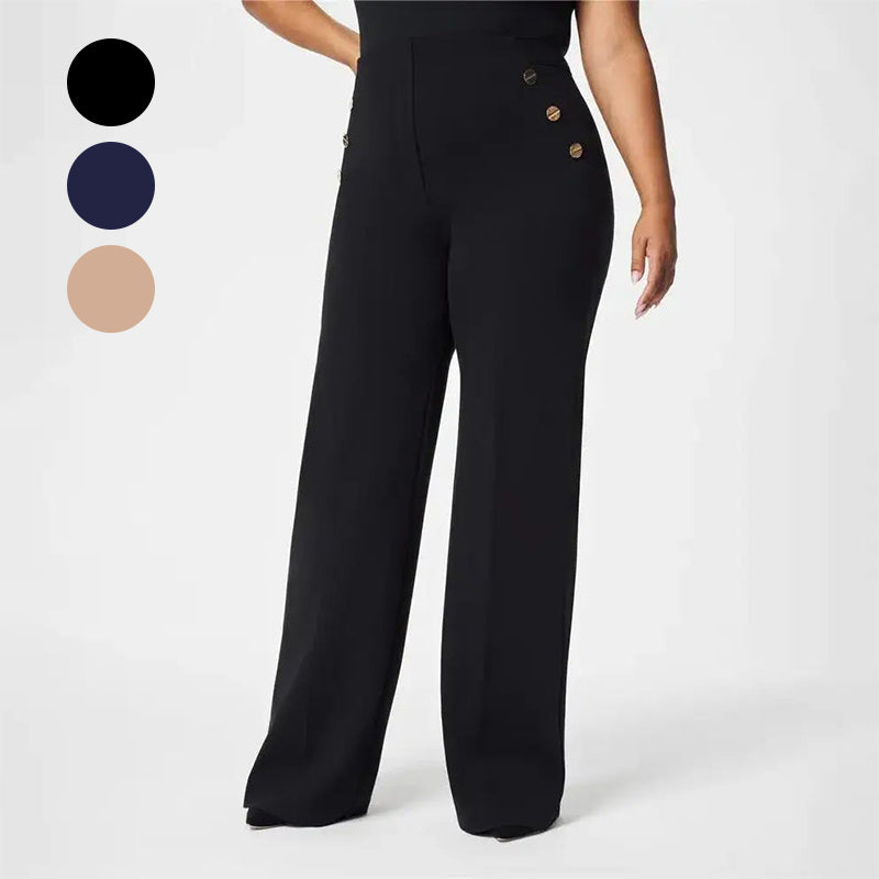 🥰 Pantalones anchos de cintura alta y elásticos de talla grande para mujer