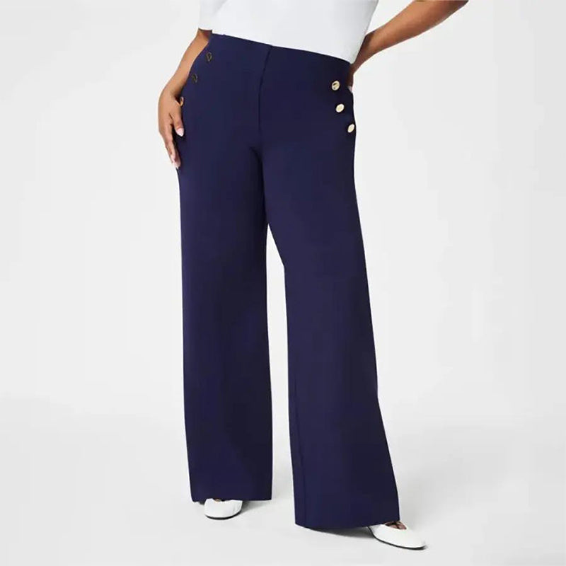 🥰 Pantalones anchos de cintura alta y elásticos de talla grande para mujer