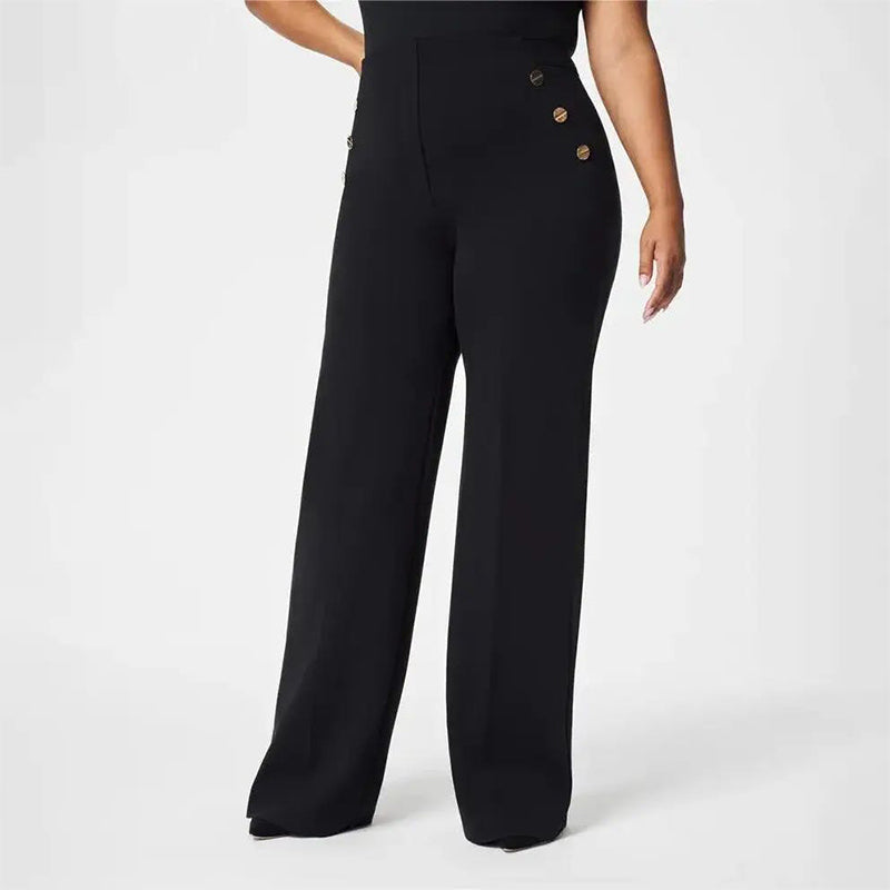 🥰 Pantalones anchos de cintura alta y elásticos de talla grande para mujer