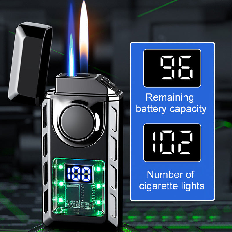 🔥2025 Neue Produktauflistung - Multifunktionales Doppelflammen-Feuerzeug mit farbigen Lichtern