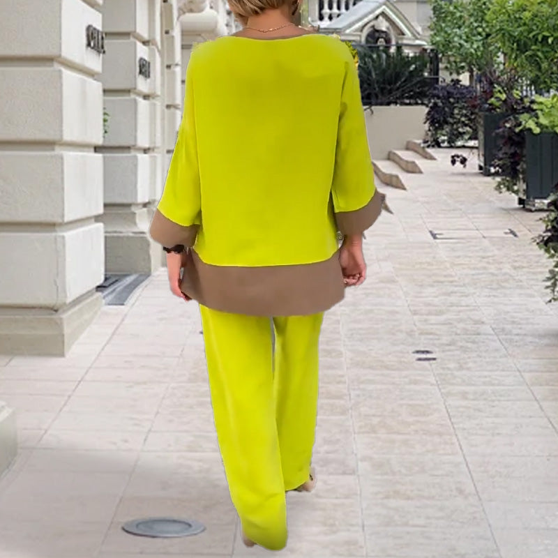 💃Seasonal Specials💃 Elegantes, langärmliges Hosenset mit Rundhalsausschnitt und geradem Bein