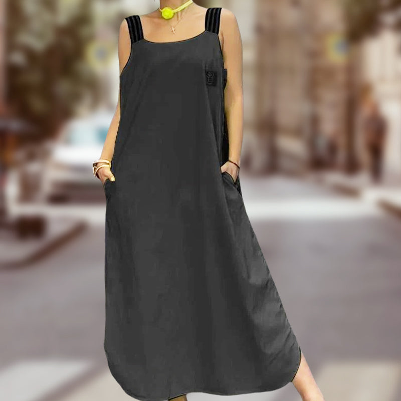 Maxikleid con amplios transportistas y bolsas