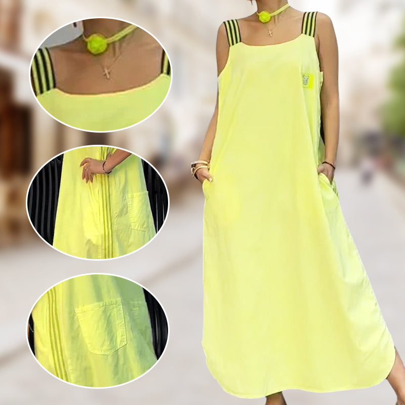 Maxikleid con amplios transportistas y bolsas