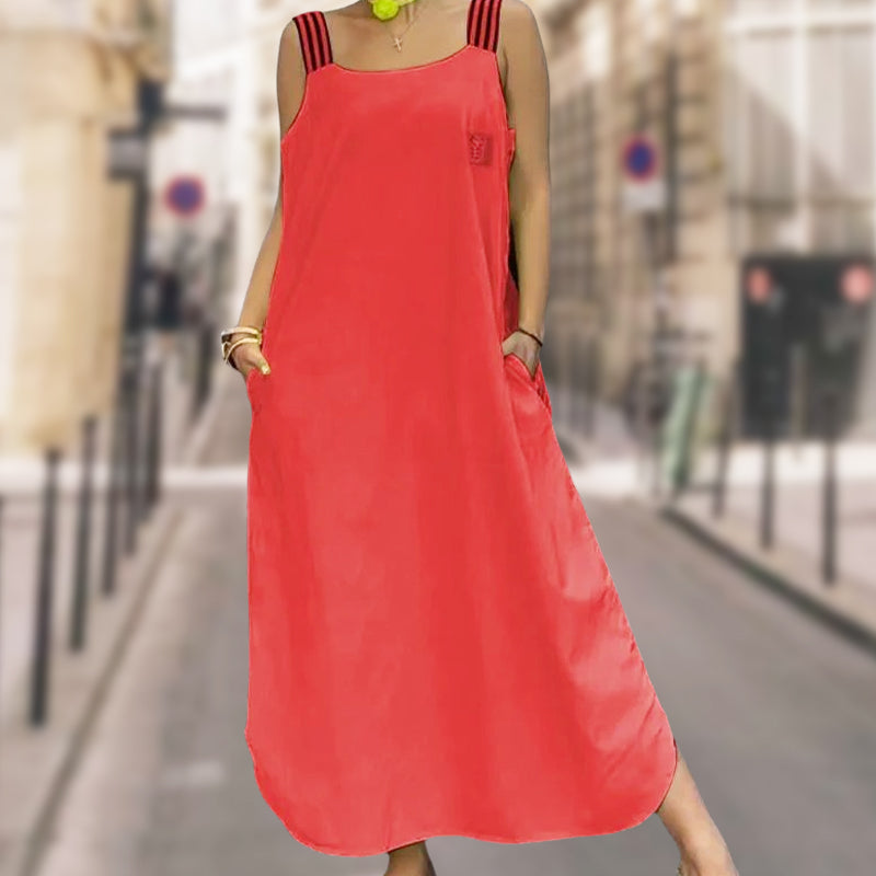 Maxikleid con amplios transportistas y bolsas