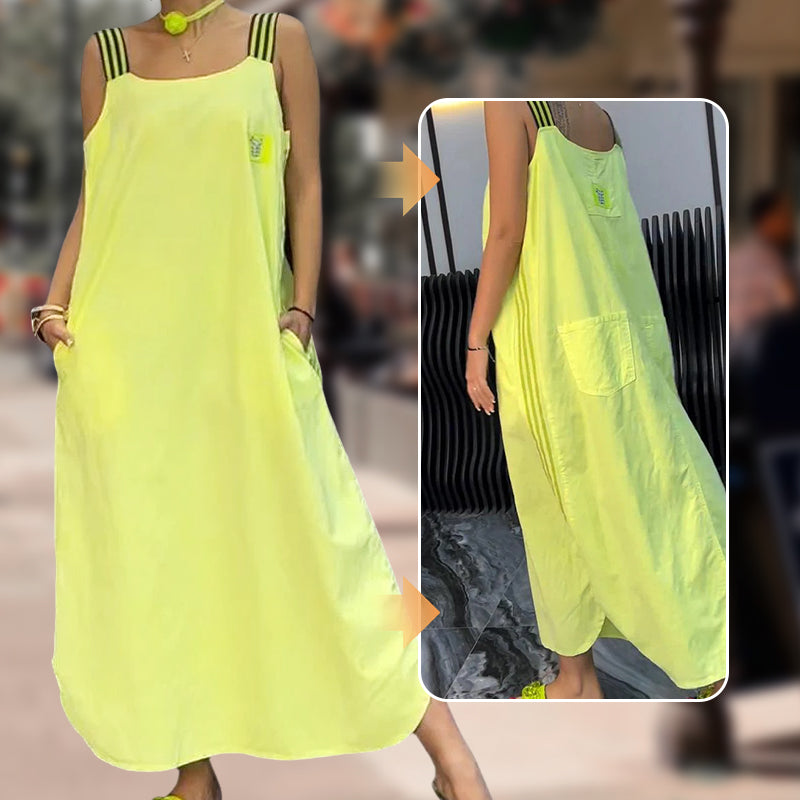 Maxikleid con amplios transportistas y bolsas