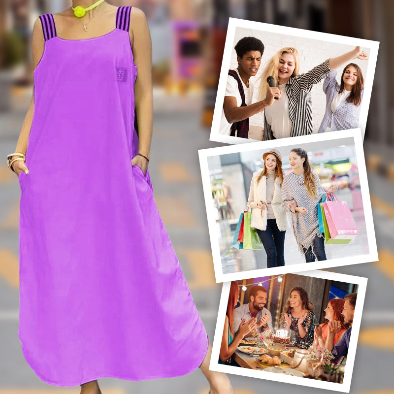 Maxikleid con amplios transportistas y bolsas